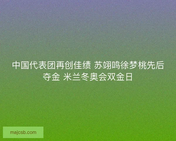 中国代表团再创佳绩 苏翊鸣徐梦桃先后夺金 米兰冬奥会双金日